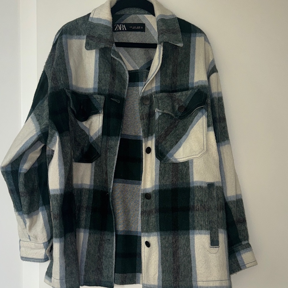 Zara Plaid Jacket - Green and White